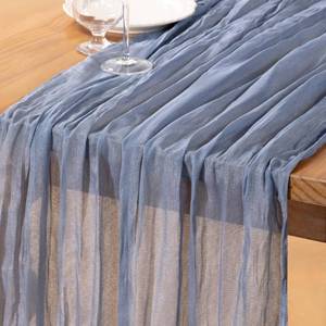 lot 6203 image: DeZerlor Dusty Blue Cheesecloth Table Runner Spring Easter Table Runner Boho Gauze 120 Inches Blue Table Decor for Wedding Bridal Baby Shower Parties