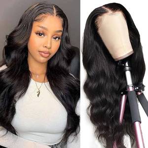lot 6213 image: MIRTHFUL 24 Inch Body Wave Lace Front Wigs Human Hair 4x4 Closure Wigs for Black Women 200 Density Wear and Go Glueless Wigs Human Hair