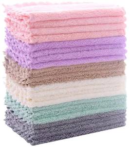 lot 6214 image: 24 Pack Kitchen Dishcloths - Does Not Shed Fluff - Reusable Dish Towels, Dish cloths, Super Absorbent Coral Fleece Cleaning Cloths, Nonstick Oil Washable Fast Drying, 7 x 9 Inch (Multicolor)