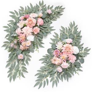 lot 9209 image: WEIERYUE Artificial Wedding Arch Flowers Kit(Pack of 2) for Wedding Arch, Bridal Shower, Ceremony and Reception Backdrop Decoration (Romantic Pink)
