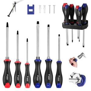 lot 9217 image: WORKPRO Magnetic Screwdriver Set 12-Piece, Go-Thru Screw Driver Set Kit with Wall Mount Rack, Includes Slotted & Phillips Screwdrivers, Magnetic Screwdriver with Magnetizer Demagnetizer Tools