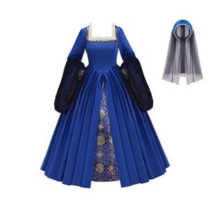 lot 10225 image: ZODICOS Anne Boleyn Dress Tudor Queen Cosplay Costume Renaissance Dress Elizabethan Ball Gown (Blue, S)