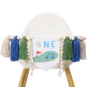 lot 10233 image: Golf 1st Birthday Tassel Banner - Golf Boy 1st Birthday High Chair Banner,Hole in One Highchair Decoration, First Year Sports Smash Cake Wall Banner,Cake Smash Backdrop Banner, First Birthday (Tassel Banner)