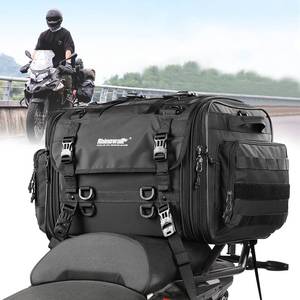 lot 10243 image: Rhinowalk Motorcycle Tail Bag Expandable Motorcycle Travel Luggage 60L Waterproof All WeatherTrunkRack Bag with Sissy Bar Straps-Black