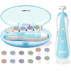 lot 10258 image: Fansidi Upgraded Baby Nail Trimmer Electric  Easy & Safe Baby Nail File, Precise 4-Stage Gentle Nail Buffer  Nail Clippers for Newborn to Toddler, with 18 Grinding Heads & Soft LED Light, Blue