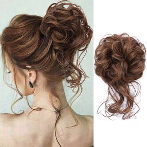 lot 10260 image: KETHBE Messy Bun Hair Piece Tousled Updo Hair Buns Extension Elastic Hair Band Hair Pieces Curly Hair Bun Scrunchie For Women (Chestnut Brown)
