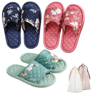 lot 10278 image: 3 Pairs Floral Cotton House Slippers for Women, Open Toe Indoor Slippers Comfortable Washable Portable Foldable Guest Travel Hotel Airplane Spa Slippers (Solid Color Flower, 7-8.5, Adult, Women, 7, Numeric Range, US Footwear Size System, 8.5, Medium)