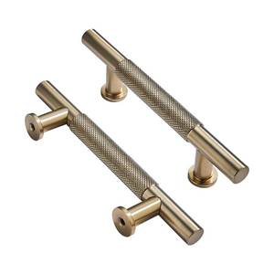 lot 10280 image: khtumeware 10 Pack 4 Inch(102mm) Drawer Handles Knurled Brushed Brass Cabinet Pulls Drawer Pulls Kitchen Hardware Kitchen Handles for Cabinets Cupboard Handles