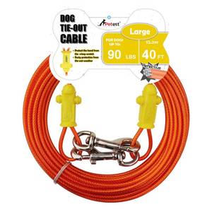 lot 10287 image: Petest Reflective Tie Out Cable with Crimp Cover for Large Dogs Up to 90 Pounds, 40 Feet