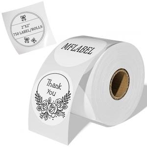 lot 10296 image: MFLABEL 2 Inch White Round Labels - 750 Pack Self-Adhesive Thermal Sticker Rolls for Shipping, Address, Barcodes & DIY (Compatible wThermal Printers)