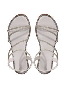 lot 11128 image: GORGLITTER Womens Rhinestone Flat Sandals Dressy Glitter Open Toe Sparkly Dress Summer Beach 2026 Slides Shoses White 8.5