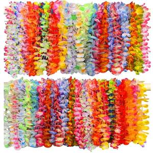 lot 11129 image: 200 PCS Hawaiian Leis Neck Vibrant Colors Assortment for Luan Party Tropical Themed Party Decorations Beach Party Decor