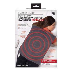 lot 11138 image: Sharper Image Calming Massaging Weighted Heating Pad XXL-Wide  Grey