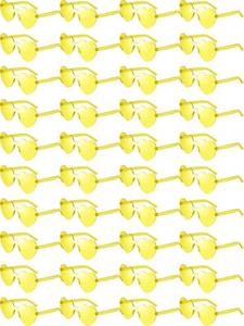 lot 11152 image: Weewooday 40 Pairs Heart Glasses Rimless Heart Shaped Glasses Frameless Sunglasses Transparent Sunglasses Tinted Eyewear (Yellow)