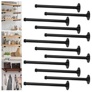 lot 11153 image: KAKAHOUS Industrial Pipe Shelf Brackets, 12-Pack Heavy Duty Floating Shelves Brackets for Wood, 12 Inch Black DIY Iron Pipe Brackets, 140lbs Capacity, 34 Pipe Diameter