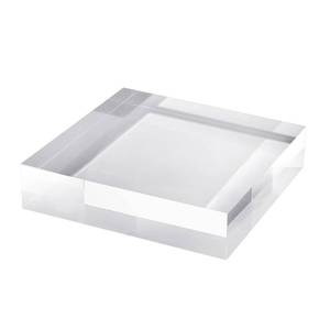 lot 11154 image: CiaoHER 2in Thickness Solid Acrylic Cube Display Block Clear Polished Pedestal Stand Riser Solid Base 2 x 10 x 10, 1 Pack