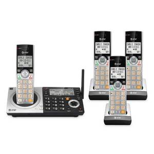lot 11159 image: AT&T CL83407 DECT 6.0 4-Handset Cordless Phone with Dual Keypad Base, Smart Call Blocker, Caller ID Announcer, Answering Machine, Intercom & Long Range - SilverBlack