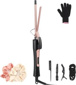 lot 11162 image: Thin Curling Iron, 38 Inch Small Curling Iron Wand for Short & Long Hair, Small Ceramic Barrel with 2 Temperature for Tight Curls, Include Heat Resistant Glove