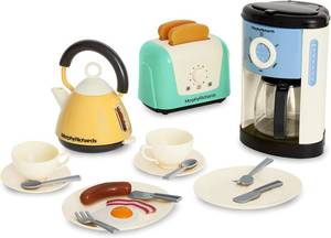 lot 11165 image: Casdon Morphy Richards Toys - Complete Kitchen Set - Toy Appliance Playset for Kids with Toaster, Coffee Maker, Kettle, Play Food & More - for Children Aged 3
