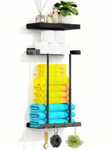 lot 11167 image: Vervida� Bathroom Towel Storage Rack, Towel Racks for Bathroom Wall Mounted Floating Shelf, Wall Towel Rack for Rolled Towels