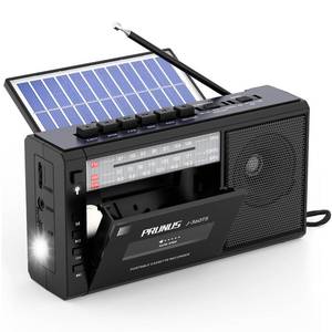 lot 11169 image: PRUNUS J-360 Cassette Tape Player Boombox with SolarRechargeable Battery Operated,AM FM Portable Radio,Bluetooth Tape Player Recorder,AUXTFUSB Drive, Headphone Jack,Tape Recorder Cassette Player