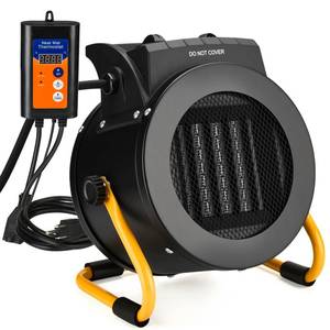 lot 11172 image: LHUKSGF Greenhouse Heater with Thermostat, Outdoor Heaters for Patio, 3 Modes for PTC Ceramic Fast Heating, Overheat Protection, IPX4 Waterproof for Greenhouse, Grow Tents, Patio, Yellow-Black