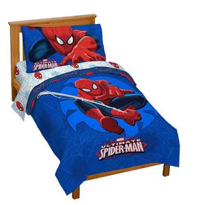 lot 11174 image: Marvel Spiderman Regulator Toddler 4 Piece Bed Set