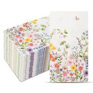 lot 11176 image: 100Pcs Disposable Floral Paper Napkins Decorative Bathroom Napkins Guest Disposable Wild Flower Hand Towels Dinner Party Napkins for Wedding Birthday Party Baby Shower