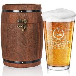 lot 11206 image: LIGHTEN LIFE 60th Birthday Gifts for Men 16oz,1966 Beer Glass in Barrel Box,60th Birthday Gift Ideas,1966 Pint Glass for 60 Years Old Dad,Husband