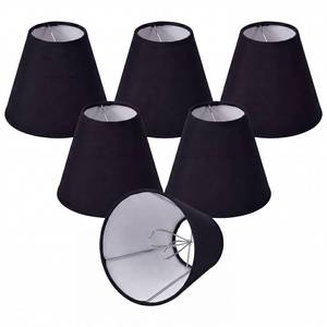 lot 11213 image: Small Lamp Shade Set of 6 Mini Chandelier Lamp Shades Clip on Bulb 3.5x5x5.5 in, Black Linen Chandelier Light Covers Small Lampshades Replacement for Table Floor Wall Sconces