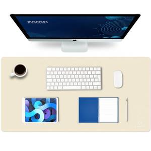 lot 11218 image: K KNODEL Large Office Leather Desk Mat, Mouse and Keyboard Pad, Computer and Laptop Mat, Desktop Protector and Cover, Writing Pad and Blotter (31.5x15.7, Ivory Cream)