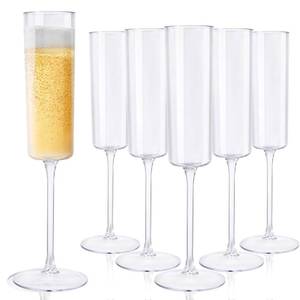 lot 11219 image: Ciaell 24 Pack Plastic Champagne Flutes - Clear 6 Oz Disposable Champagne Glasses - Square Plastic Toasting Glasses for Party Birthday Anniversary Wedding