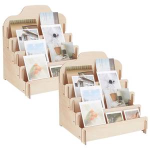 lot 11220 image: UNICRAFTALE 2 Sets 4 Tiers Greeting Card Display Stand Wooden Collector Display Rack Portable Birthday Cards Displays Multi-Purpose Sticker Displays Stand for Vendors Postcard Rack 11.8x10.39x12.6