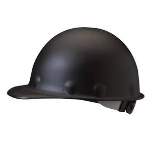 lot 12395 image: Fibre-Metal by Honeywell P2AQRW11A000 Super Eight Fiber Glass Cap Style Ratchet Hard Hat with Quick-Lok, Black, Medium