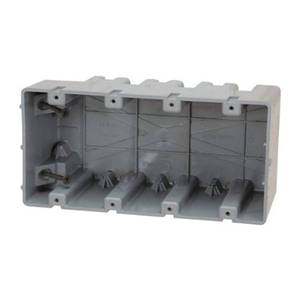 lot 12403 image: Southwire MSB4G Four Gang Device Box with Depth Adjustable Heavy Duty 42lb  Gray
