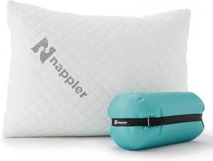 lot 12404 image: Nappler Small Shredded Memory Foam Pillow for Travel and Camping - Compressible Medium Firm Bed Pillow, Contoured Support, Breathable Cover, Machine Washable, Ideal Backpacking, Airplane and Car