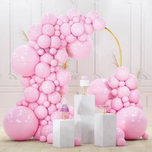 lot 12405 image: PartyWoo Pink Balloons 140 pcs Different Sizes of 18 12 10 5 Inch Pastel Pink Balloons Arch Kit Garland for Baby Shower Gender Reveal Birthday Bridal Shower Princess Party Decorations Pink-Q05