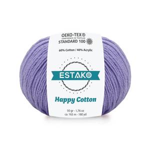 lot 12407 image: Estako Happy Cotton, 60% Cotton 40% Acrylic Yarn, Soft, FineSport (2) for Crochet and Knitting 1.76 Oz (50g)  180 Yrds (165m) (4630 - Lila)