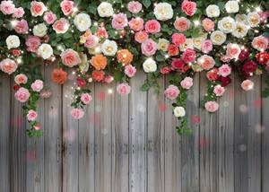lot 12413 image: Dudaacvt 7X5ft Happy Valentines Day Backdrops Wood and Red Rose Flower Love Heart Backdrop Valentines Birthday Wedding Bridal Shower Party Decorations Banner D795