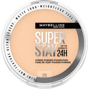 lot 12419 image: Maybelline Super Stay Up to 24HR Hybrid Powder-Foundation, Medium-to-Full Coverage Makeup, Matte Finish, 220, 1 Count