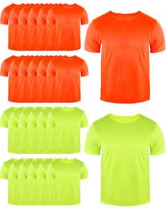 lot 12424 image: JaGely 24 Pcs Hi Vis T-shirts for Men Bulk Safety Construction Workwear Unisex Quick Dry Breathable Moisture Wicking Shirts(Fluorescent Yellow and Orange,XL)