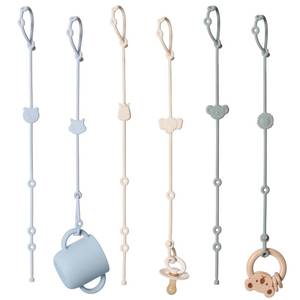 lot 12435 image: ROCCED Toy Straps for Baby 6pcs, Silicone High Chair Toys Straps Stroller Accessories Toddler Bottle Strap Car Seat Toys Baby Travel Essential Silicone IvorySageBlue