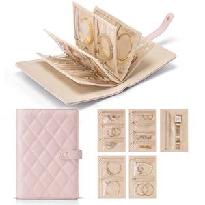 lot 12439 image: Vlando Travel Jewelry Case,Jewelry Organizer Box with Clear Zipper Velvet Jewelry Pouch Bag, PU Leather Jewelry Case,Gift for Women-Pink