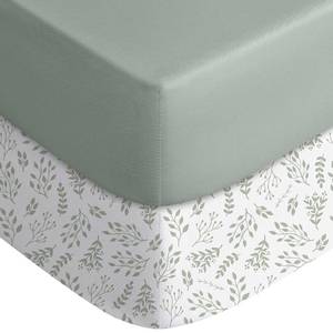 lot 12449 image: Yoofoss Pack and Play Sheets Fitted, Mini Crib Sheets 2-Pack for Pack N Play Mattress, Stretchy Playard Sheet, Soft and Breathable Green  Leaf