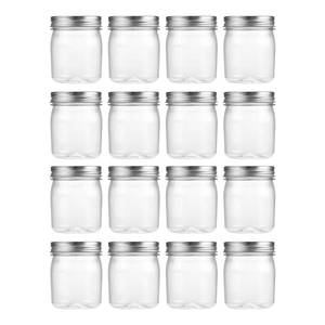 lot 13403 image: novelinks 8 oz Clear Plastic Jars with Airtight Lids, 16 Pack Plastic Mason Jars with Lids 8oz, Refillable Storage Slime Containers & Small Spice Jar for Kitchen Organization (16 Pack,Silver)