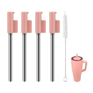 lot 14027 image: KLOWOAH Replacement Straws Compatible With Brumate Era 30 oz Tumbler, with 1 Brush (Light red 4-Pack)