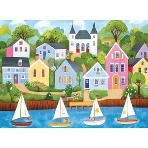 lot 14056 image: 300 Piece Puzzles for Adults, Colorful Coastal Village Puzzles for Adults,Vibrant Sailboats and Cottages 300 Piece Jigsaw Puzzle, Ideal Home Decor Gift for Adults Kids Seniors, 20.5�15 in