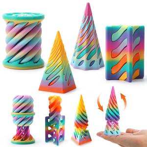 lot 14059 image: JOYIN 4 Pack Impossible Cone Fidget Toys, Pastel Color 3D Printed Spiral Cone Flexible Impossible Pyramid Passthrough Fidget Toys for Stress Relief, Kids Adults Easter Gifts for Classroom