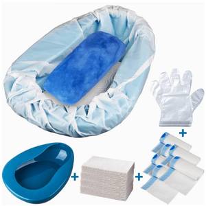 lot 14071 image: MINIVON Bedpan Set with 30 Disposable Liners, Super Absorbent Pads and Gloves - Pack 30 Count - Bed Pan for Elderly Women Females Bedridden Patients, Bedpan for Men