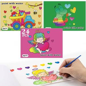 lot 14414 image: SUMERX Valentines Day Gifts for Kids, 24 Pack Watercolor Coloring Books with Valentines Day Cards, Valentines Crafts Art Supplies for Classroom Prizes School Party Favors